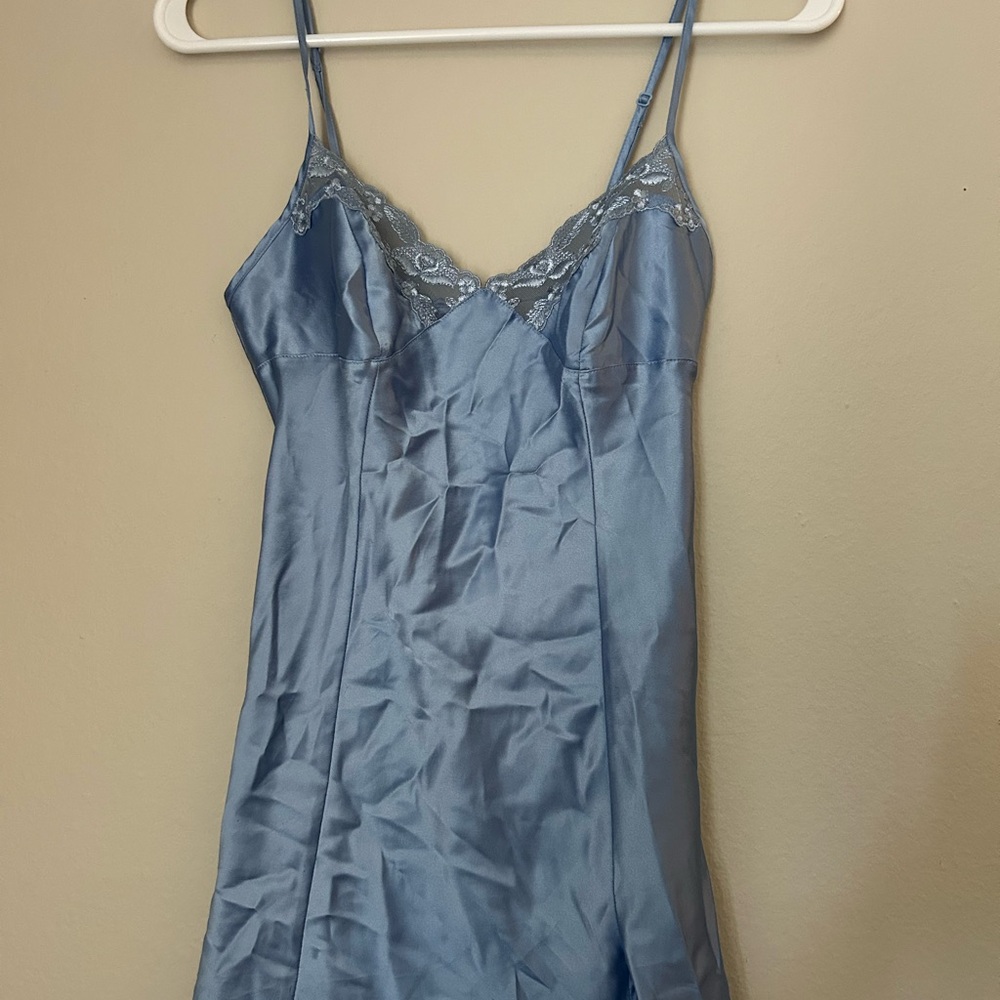 Vintage Victoria Secret  Blue Satin Nightgown
